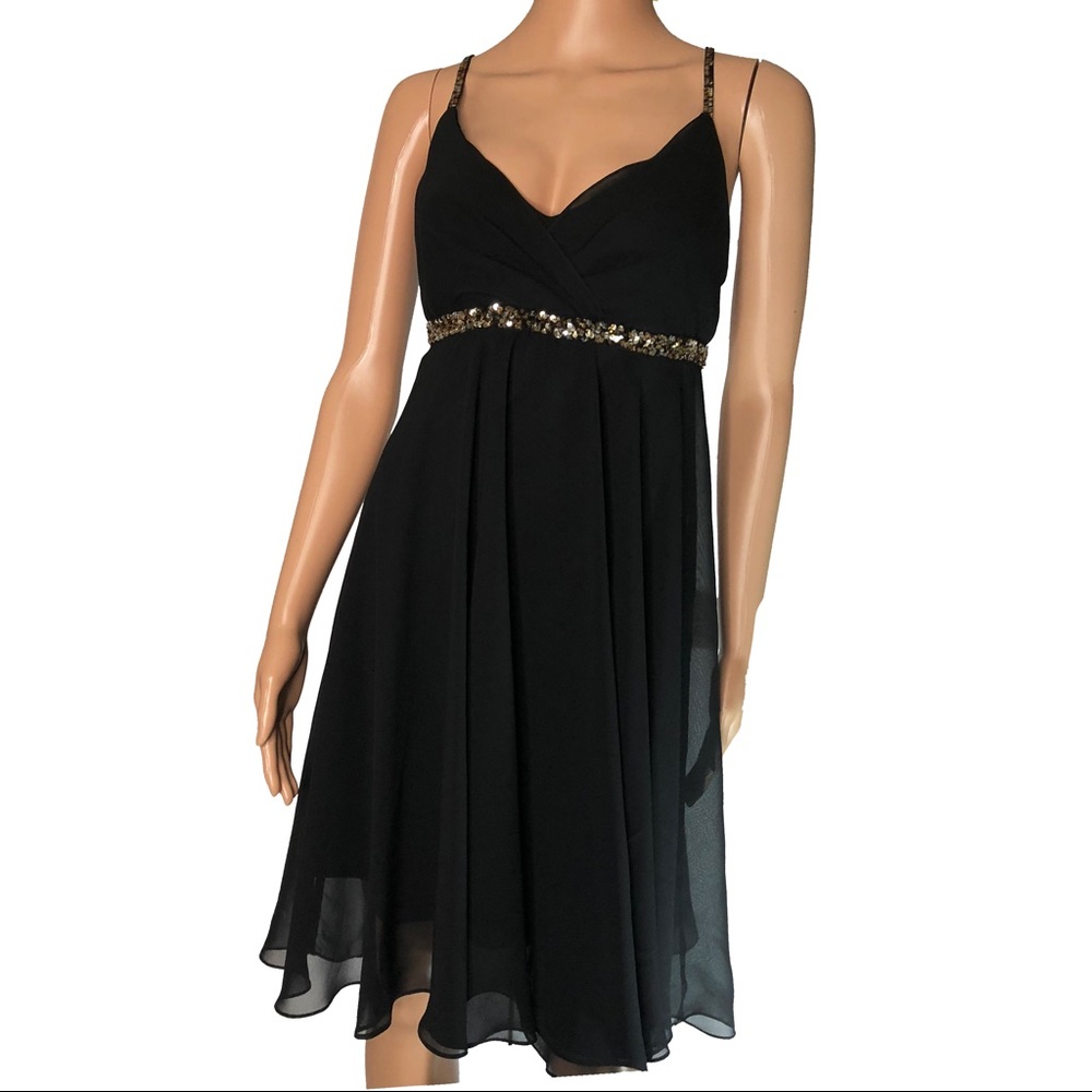 Eva Blue Sequin Strap Black Dress 👗